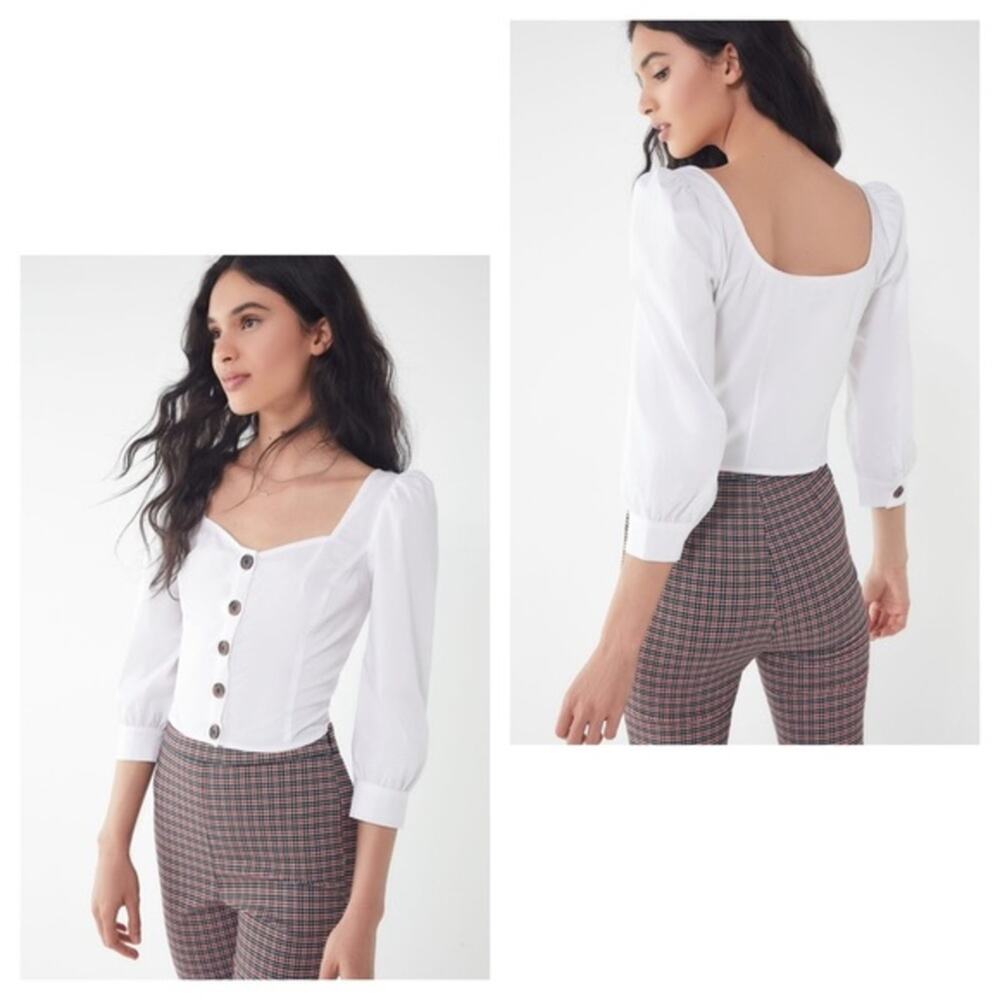Urban Outfitters White Chloe Sweetheart Victorian Poet Cut Top Small